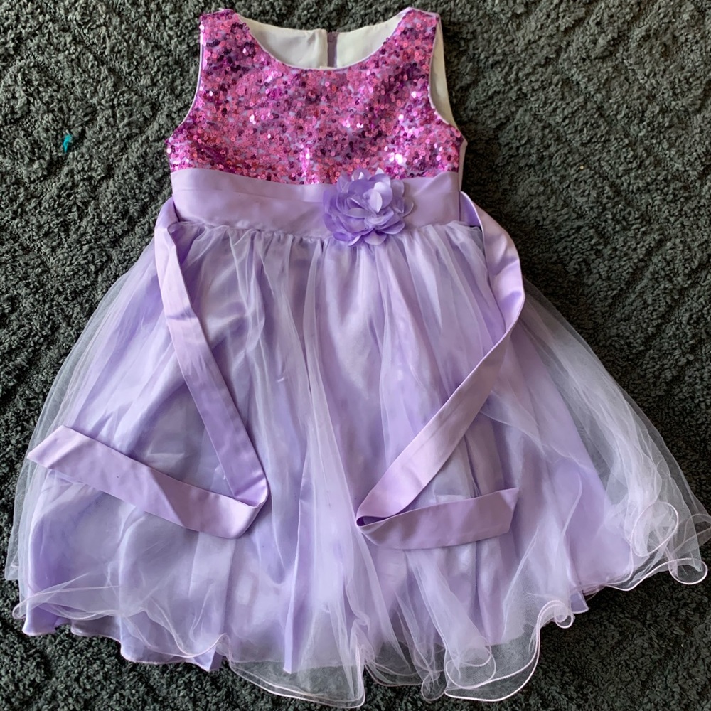 Girls size 130 or 6/7 Purple Sequin Dress NWOT